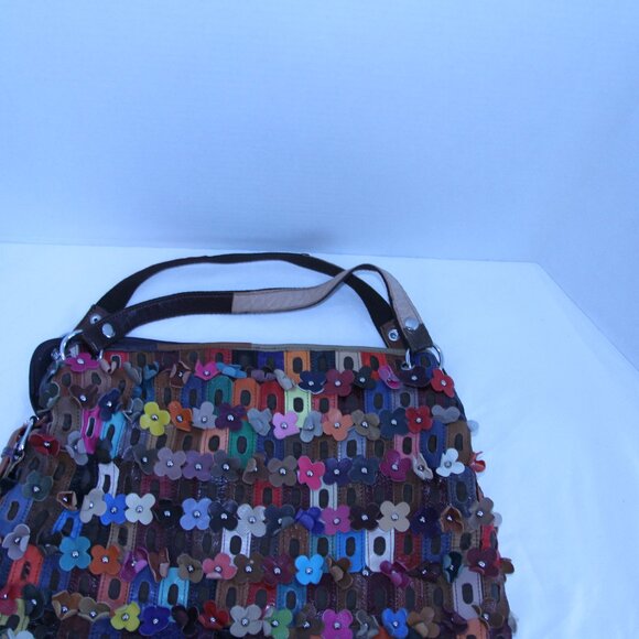 Leather flower boho flowerette slouchy purse bag festival - Picture 9 of 16